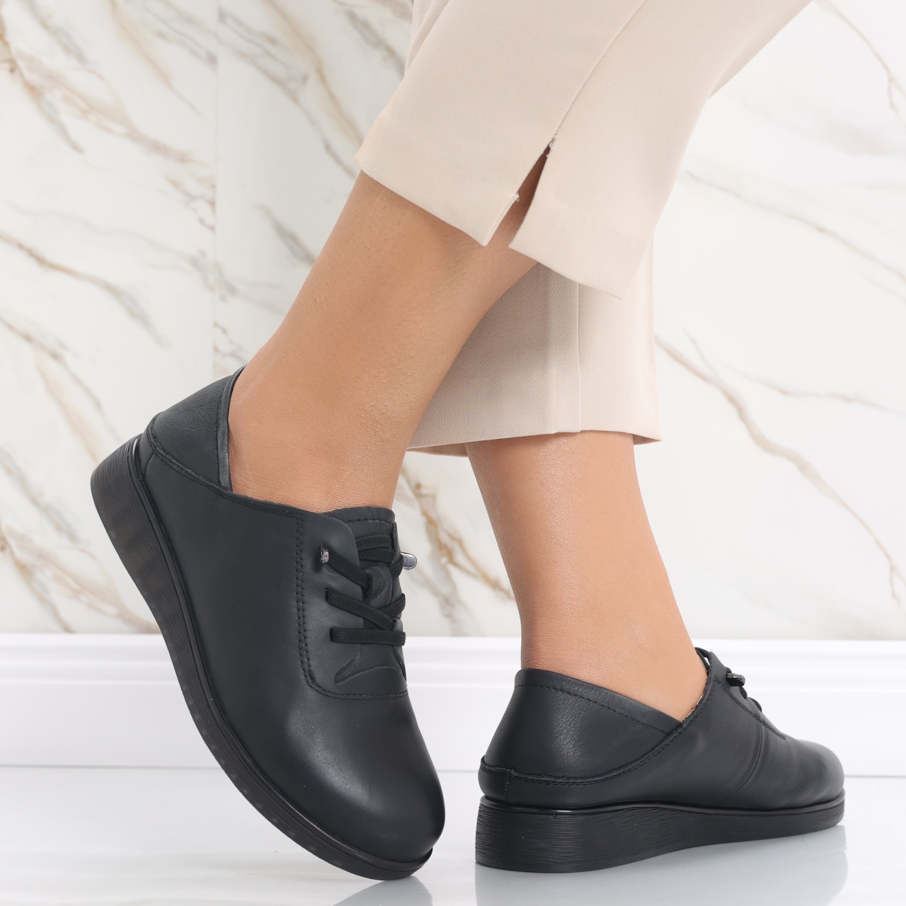Pantofi dama casual Negri din Piele Naturala Samiana - poza 2