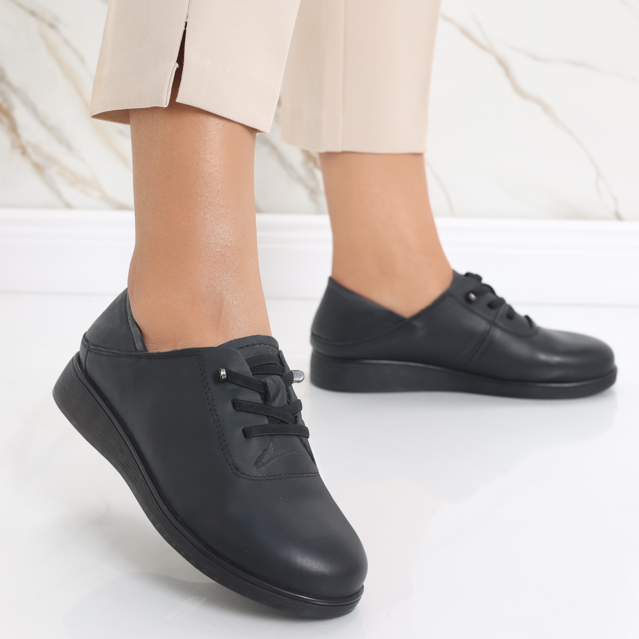 Pantofi dama casual Negri din Piele Naturala Samiana - poza 3