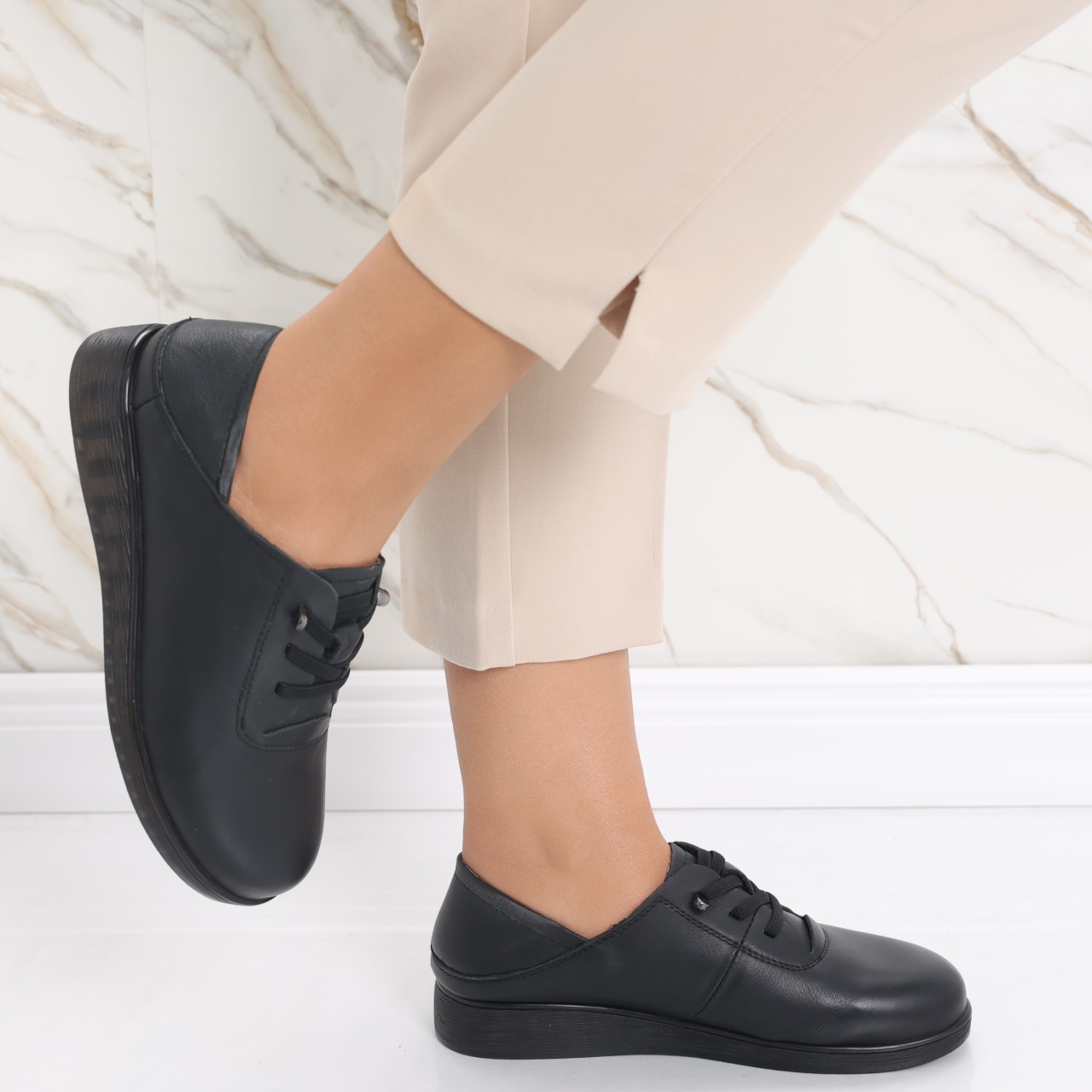 Pantofi dama casual Negri din Piele Naturala Samiana - poza 4