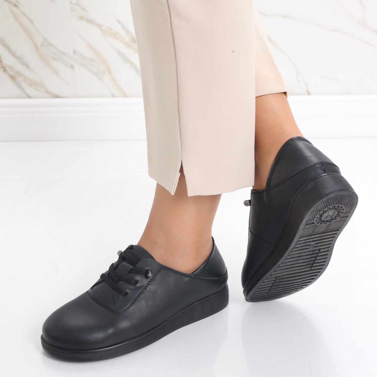 Pantofi dama casual Negri din Piele Naturala Samiana - poza 5