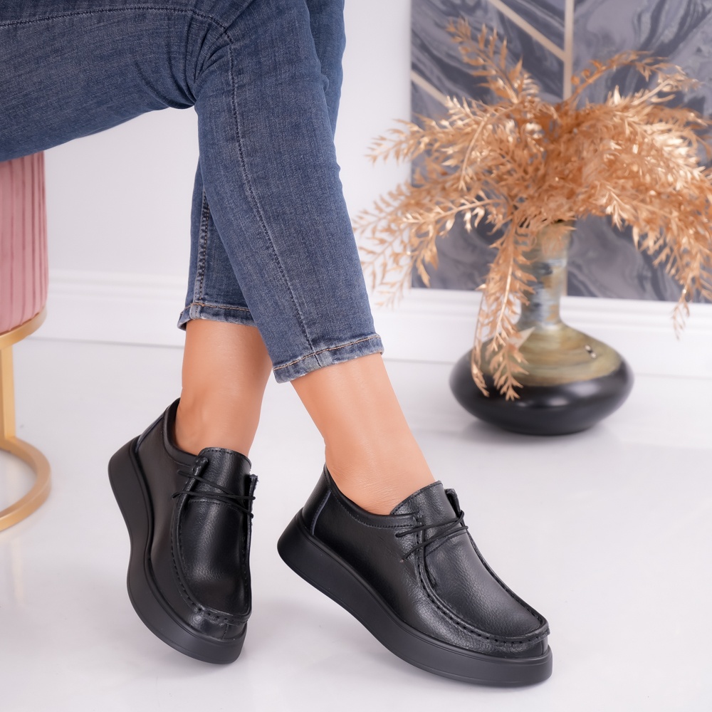 Pantofi dama casual Negri din Piele Naturala Sandy - poza 3