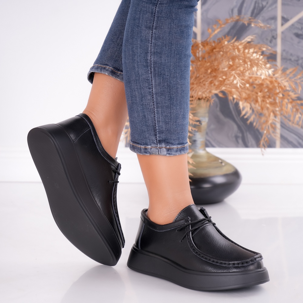 Pantofi dama casual Negri din Piele Naturala Sandy - poza 4