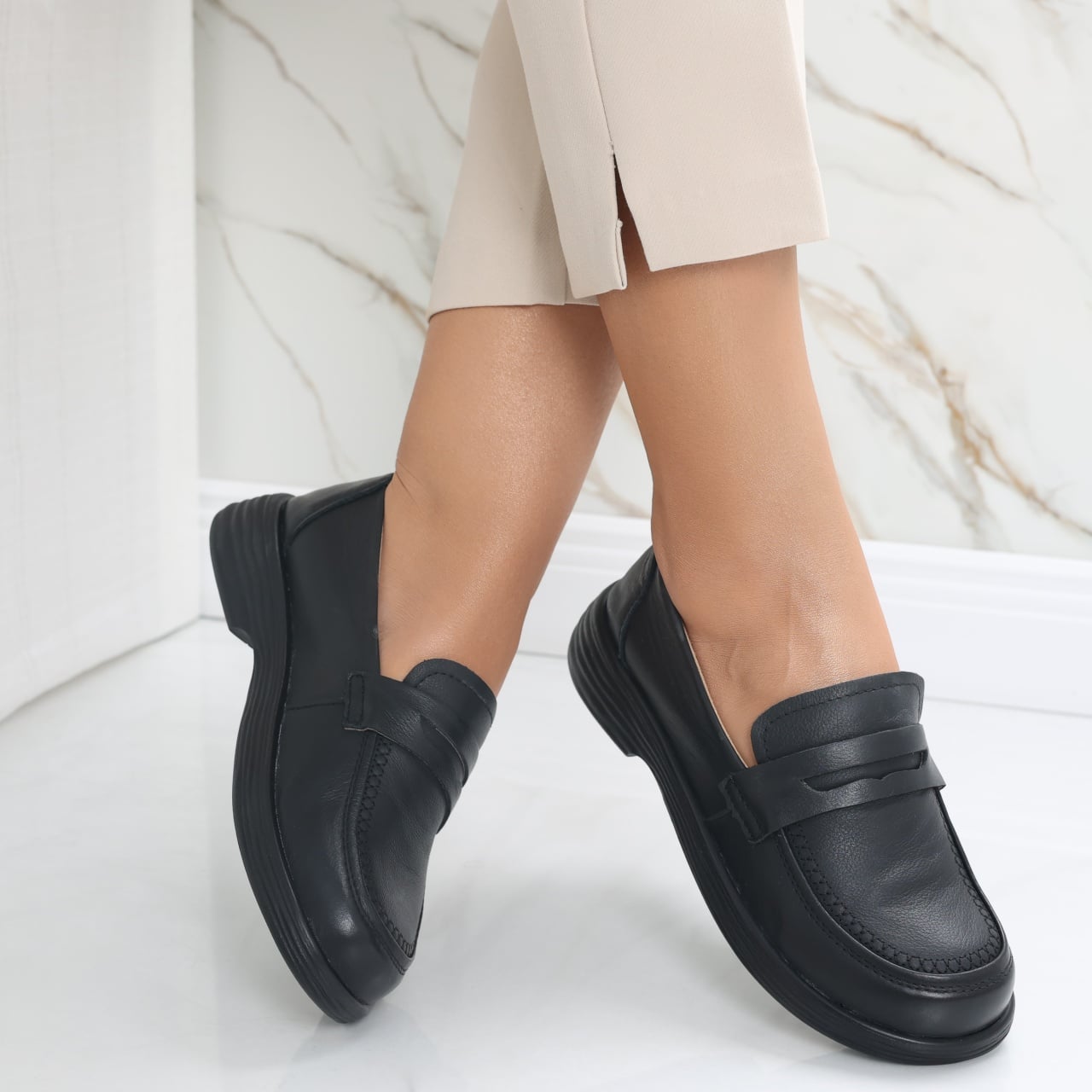 Pantofi dama casual Negri din Piele Naturala Sendiana - poza 2