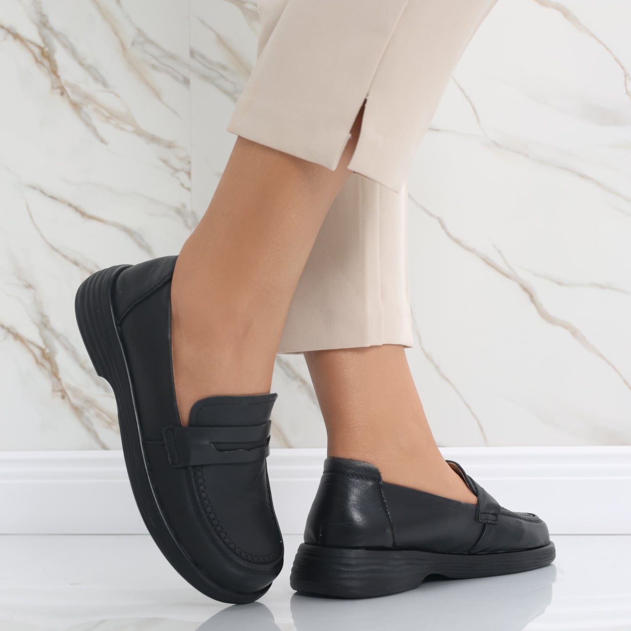 Pantofi dama casual Negri din Piele Naturala Sendiana - poza 3