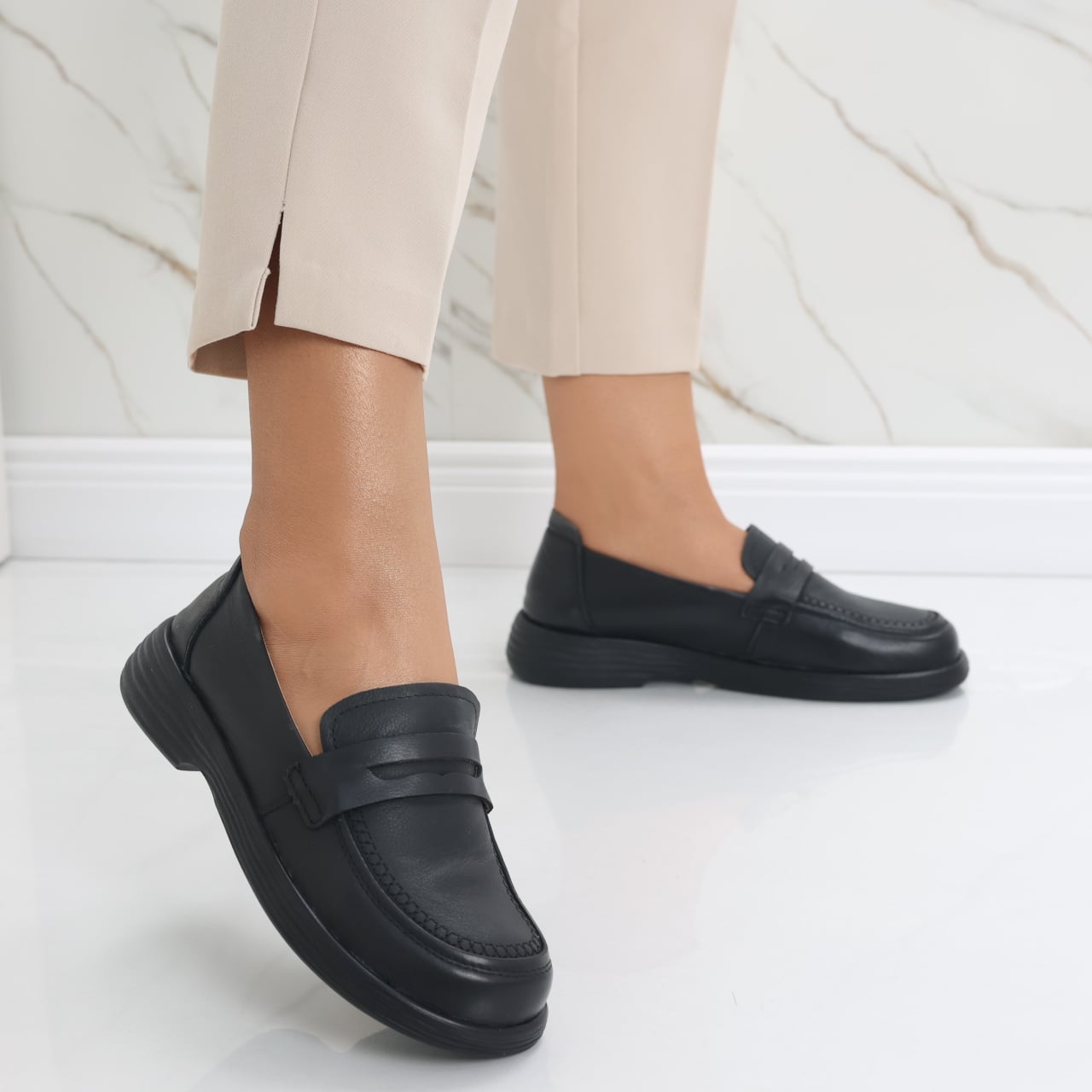 Pantofi dama casual Negri din Piele Naturala Sendiana - poza 4