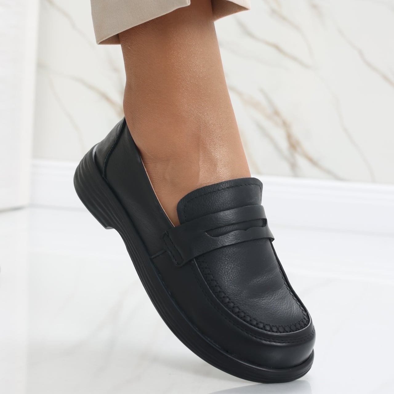 Pantofi dama casual Negri din Piele Naturala Sendiana - poza 5