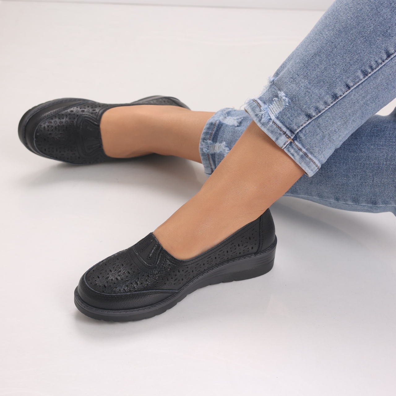 Pantofi dama casual Negri din Piele Naturala Zenova - poza 2