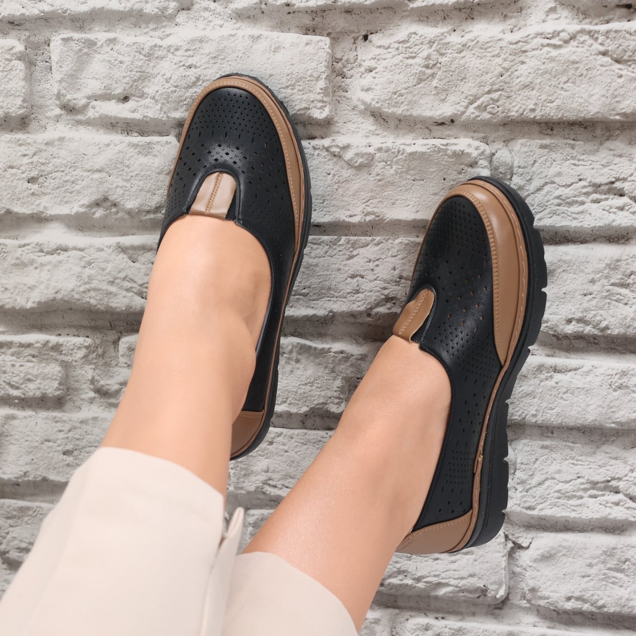 Pantofi dama casual Negri/maro din Piele Ecologica Molica - poza 2