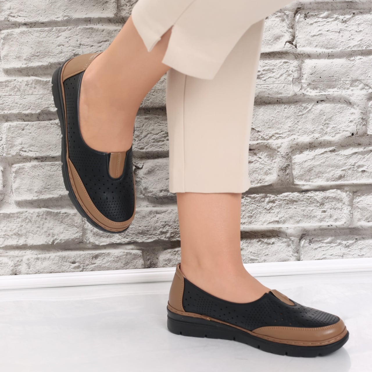 Pantofi dama casual Negri/maro din Piele Ecologica Molica - poza 5