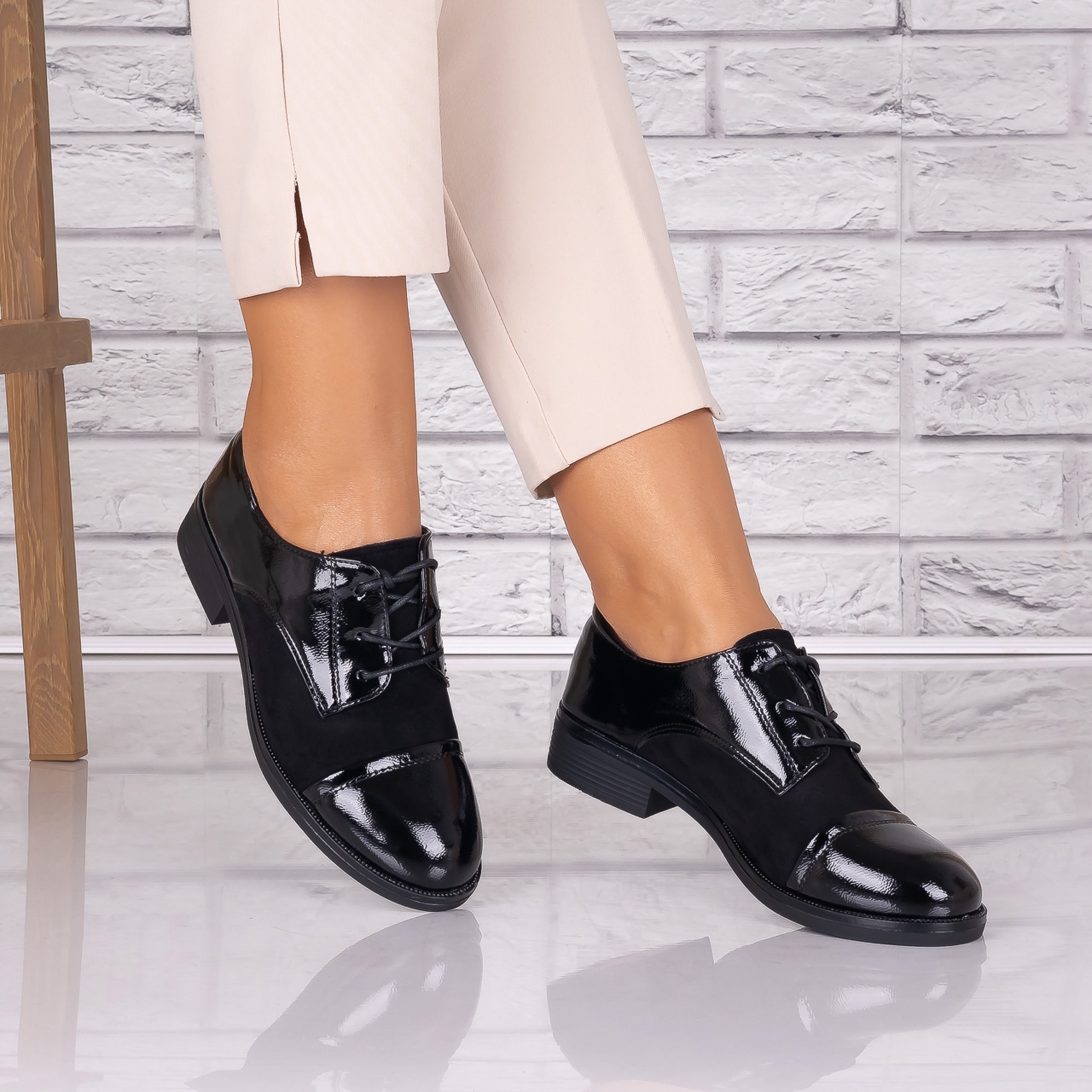 Pantofi dama casual Negri piele ecologica Capricia - poza 2