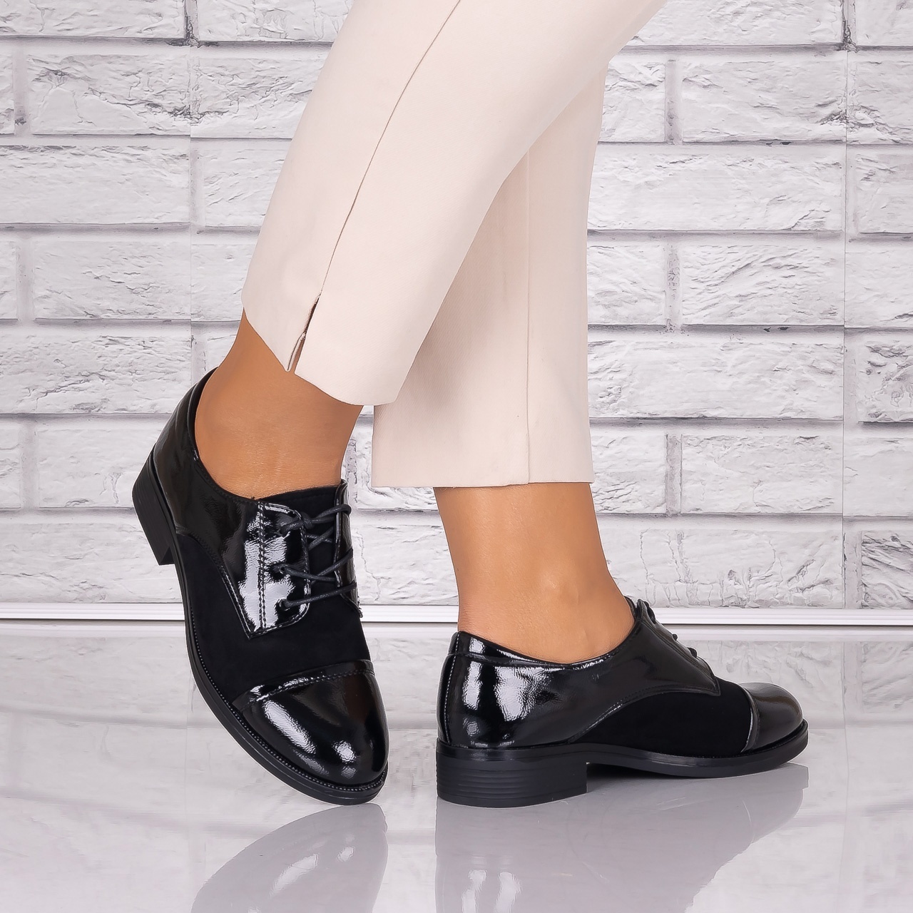 Pantofi dama casual Negri piele ecologica Capricia - poza 3