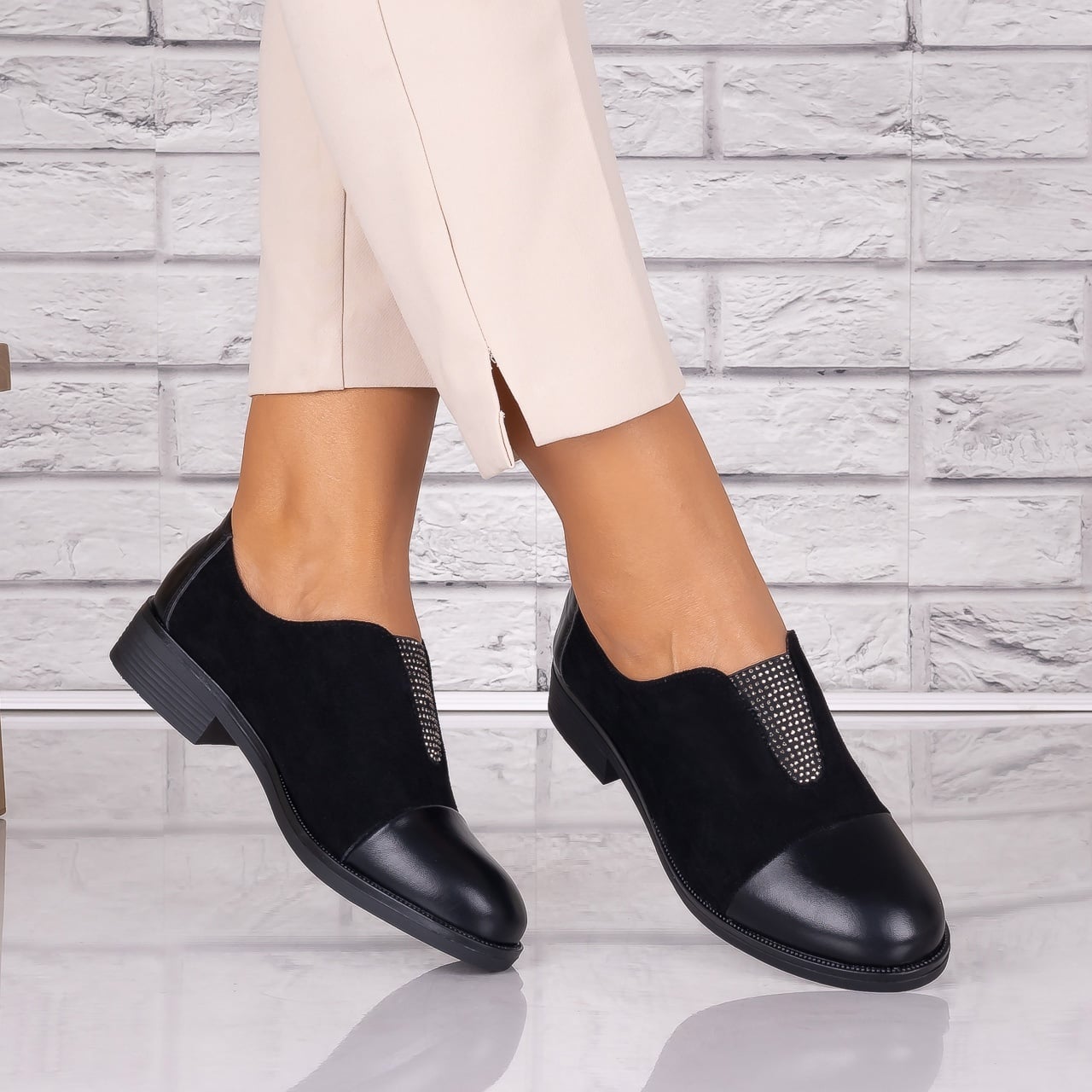 Pantofi dama casual Negri piele ecologica Daviria - poza 1