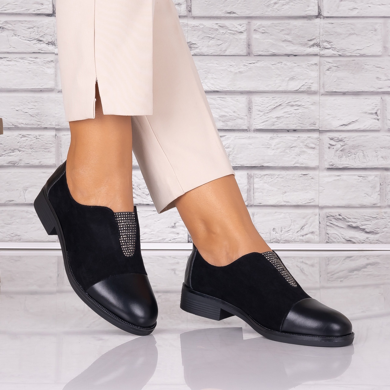 Pantofi dama casual Negri piele ecologica Daviria - poza 2