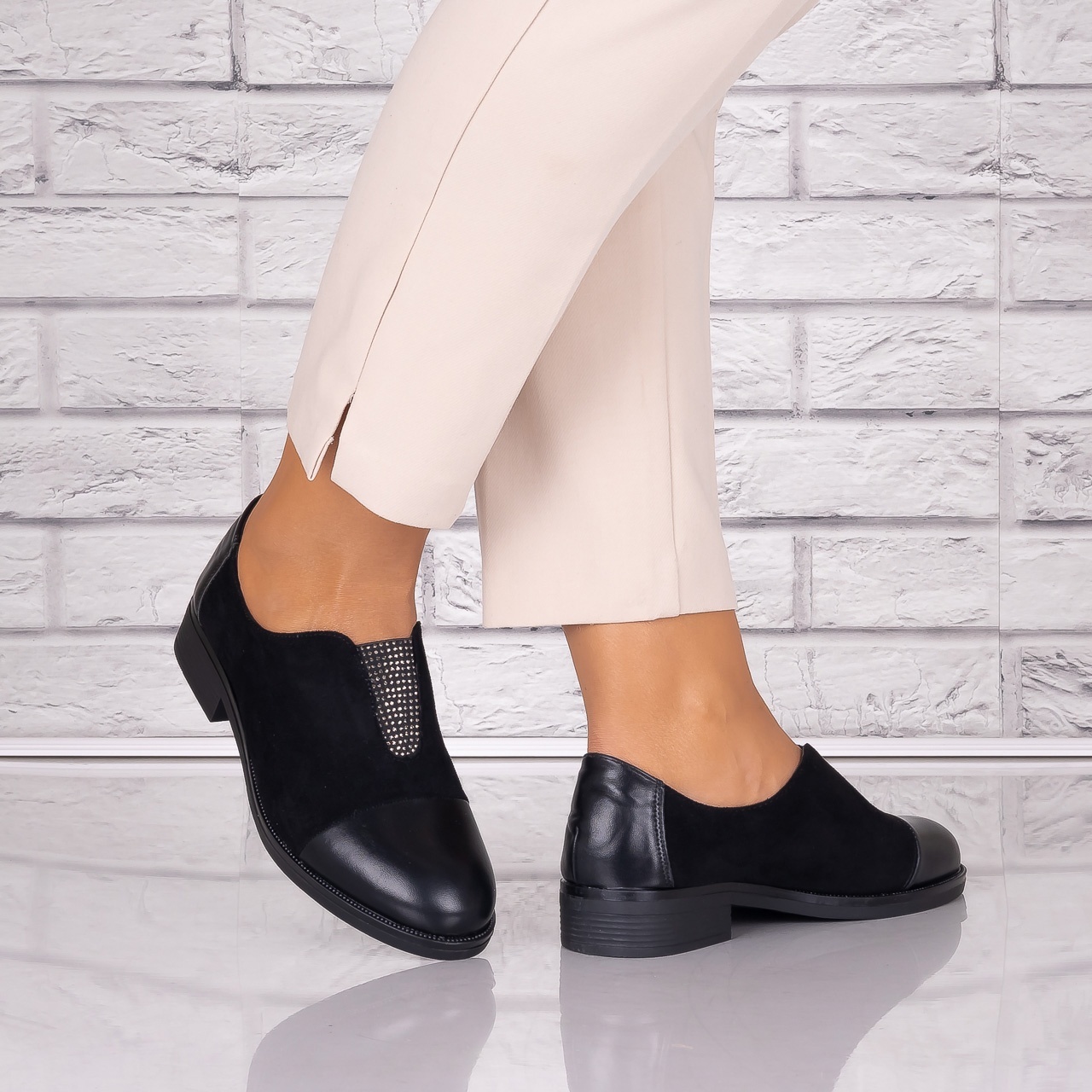 Pantofi dama casual Negri piele ecologica Daviria - poza 3