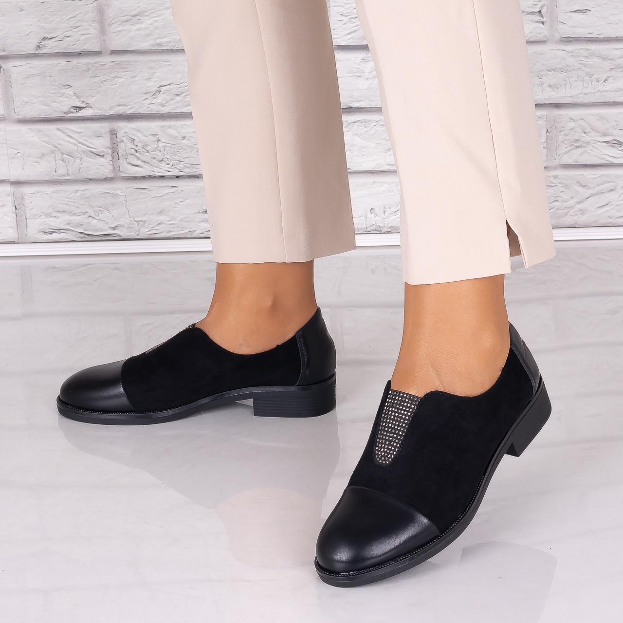 Pantofi dama casual Negri piele ecologica Daviria - poza 4