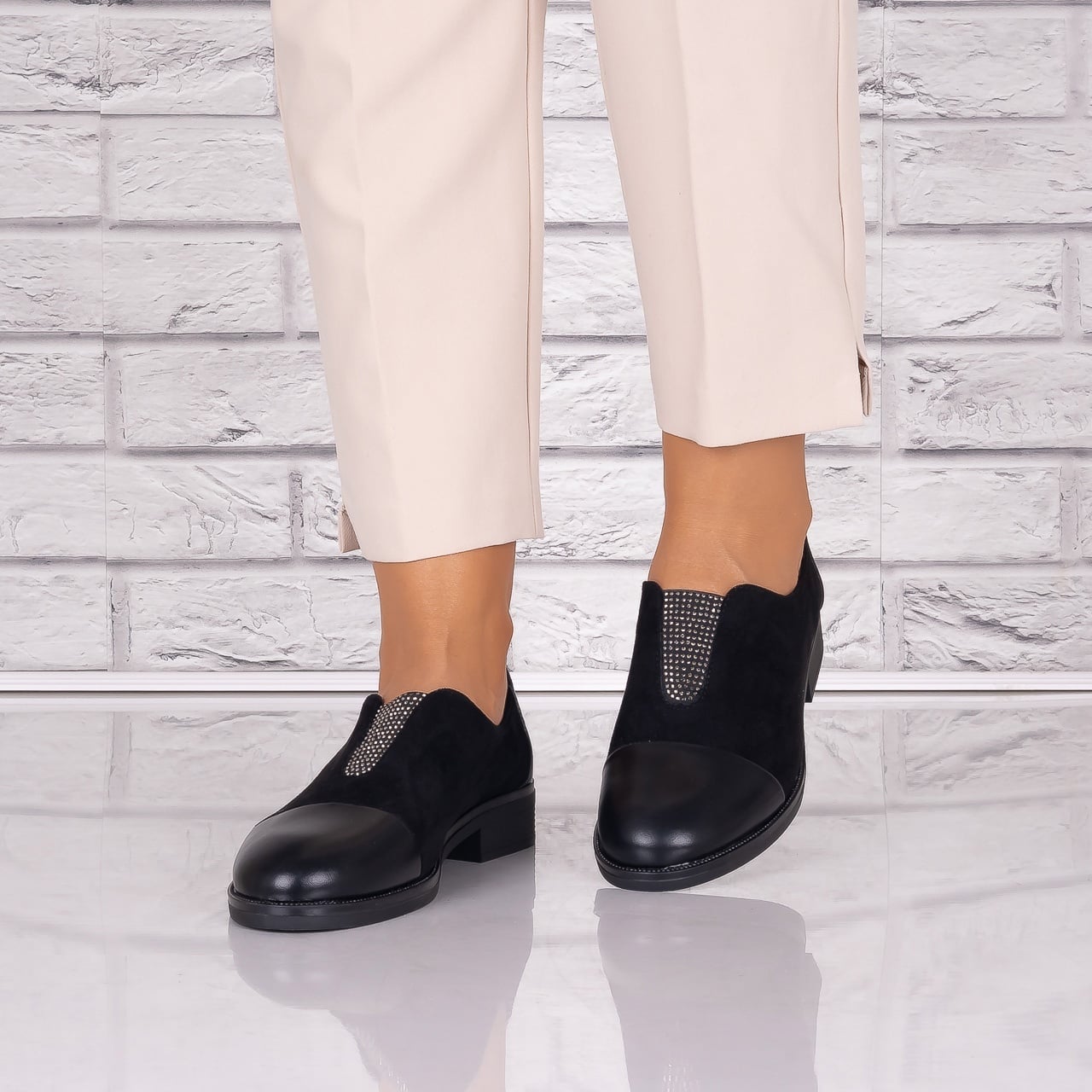 Pantofi dama casual Negri piele ecologica Daviria - poza 5