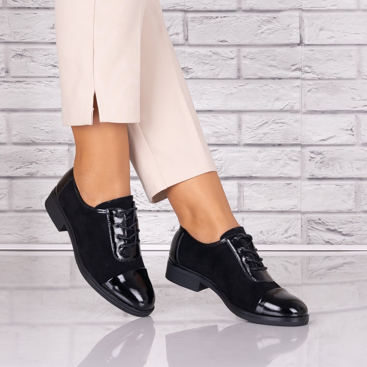 Pantofi dama casual Negri piele ecologica Intoarsa Maisie Torrenia - poza 1