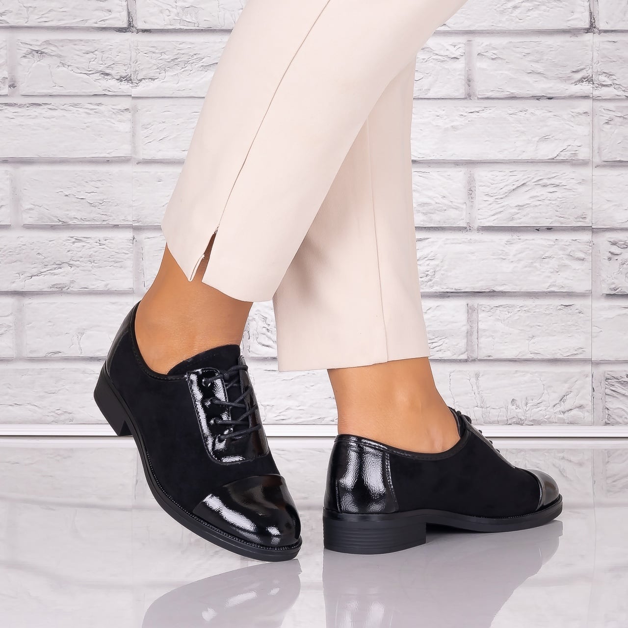 Pantofi dama casual Negri piele ecologica Intoarsa Maisie Torrenia - poza 2