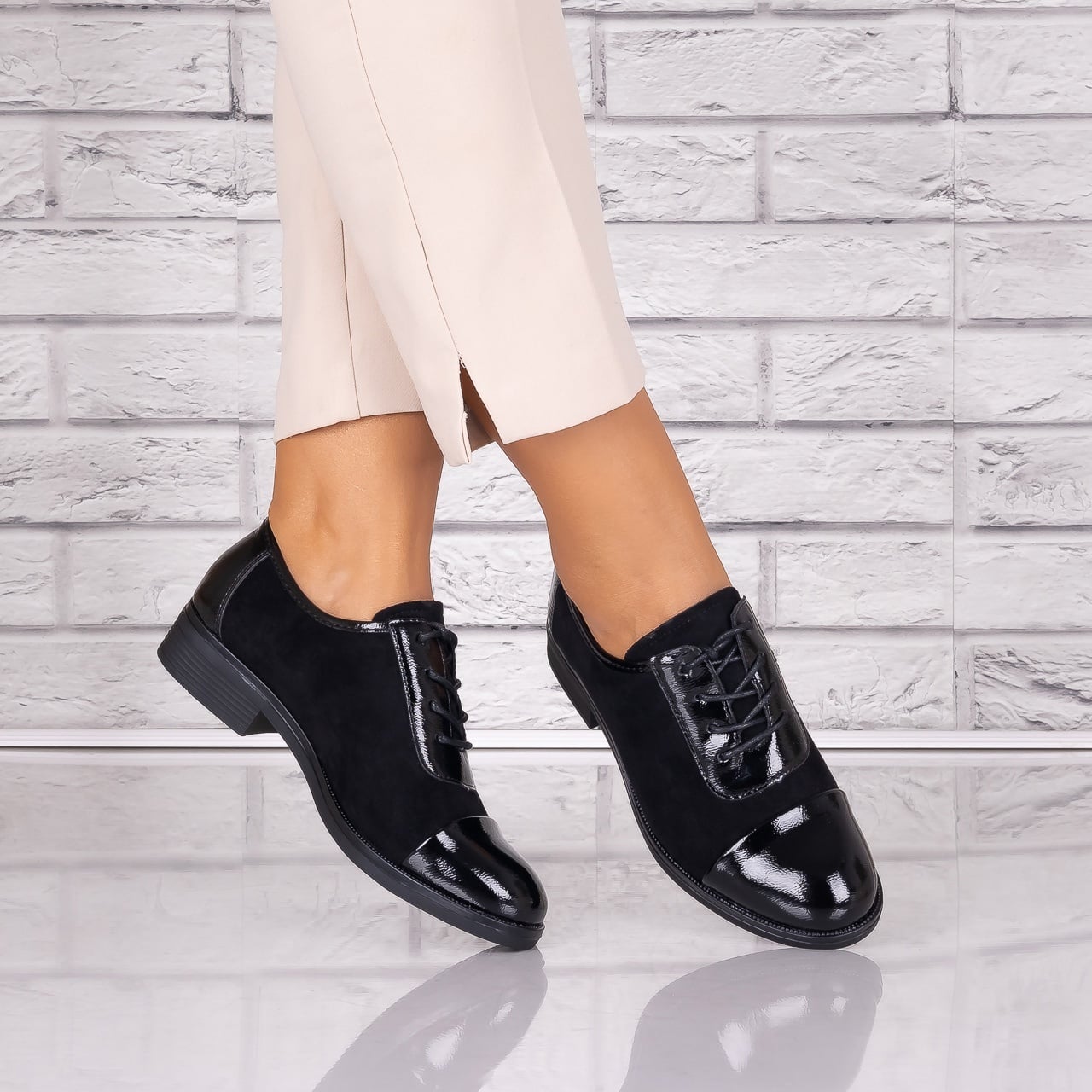Pantofi dama casual Negri piele ecologica Intoarsa Maisie Torrenia - poza 3