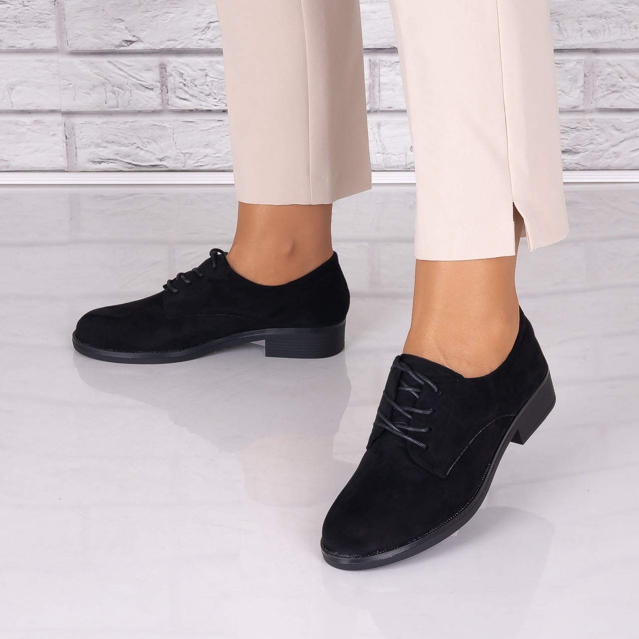 Pantofi dama casual Negri Piele Ecologica Intoarsa Parvi