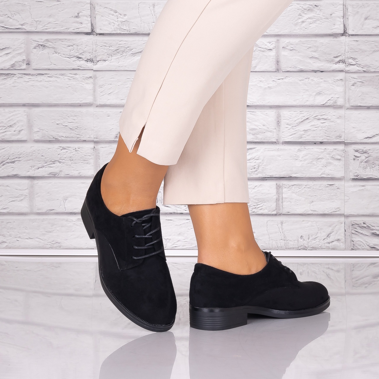 Pantofi dama casual Negri Piele Ecologica Intoarsa Parvi - poza 2