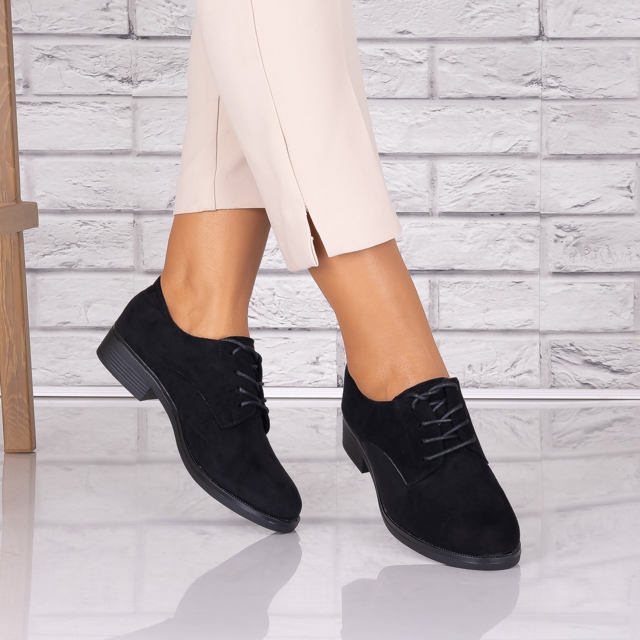 Pantofi dama casual Negri Piele Ecologica Intoarsa Parvi - poza 3