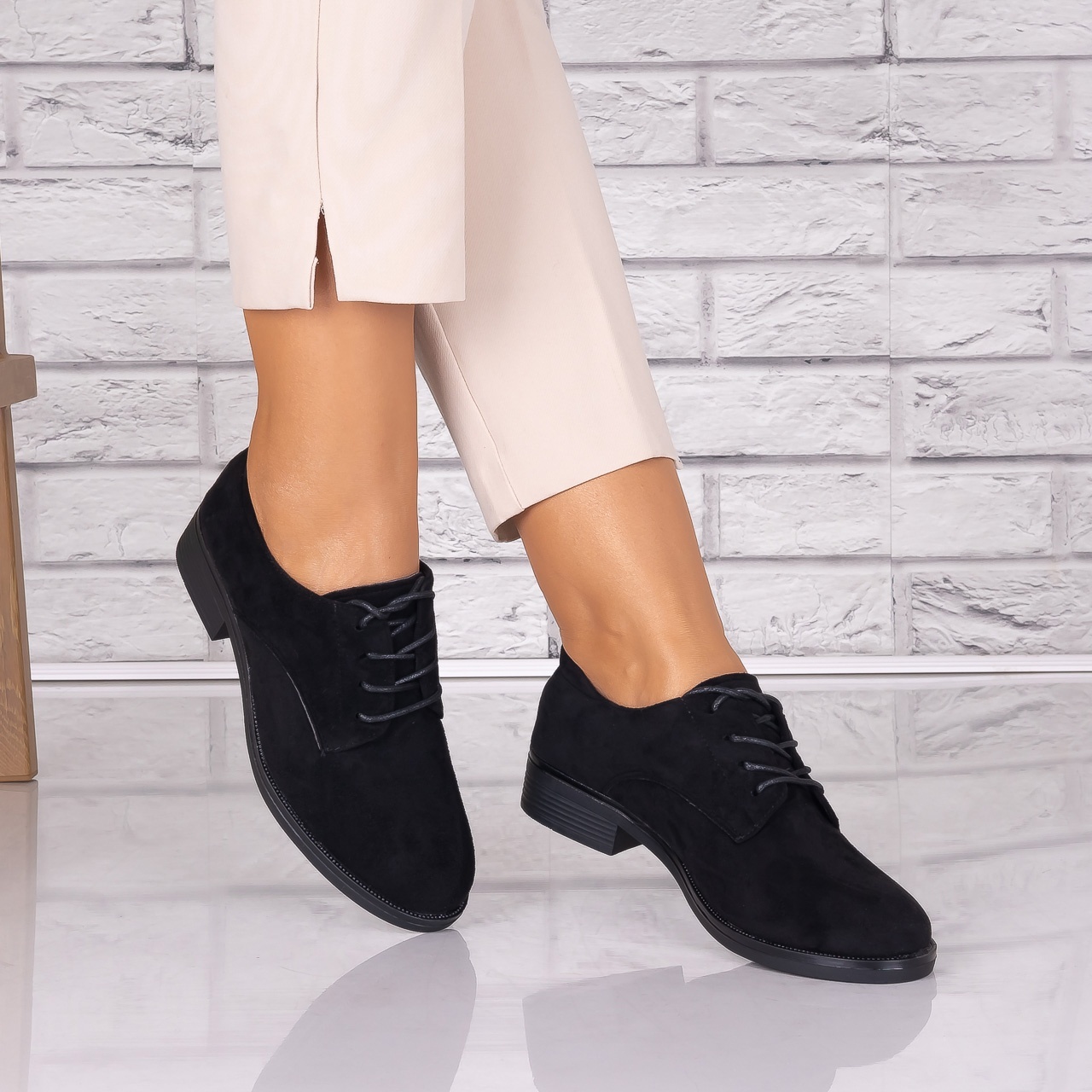 Pantofi dama casual Negri Piele Ecologica Intoarsa Parvi - poza 4