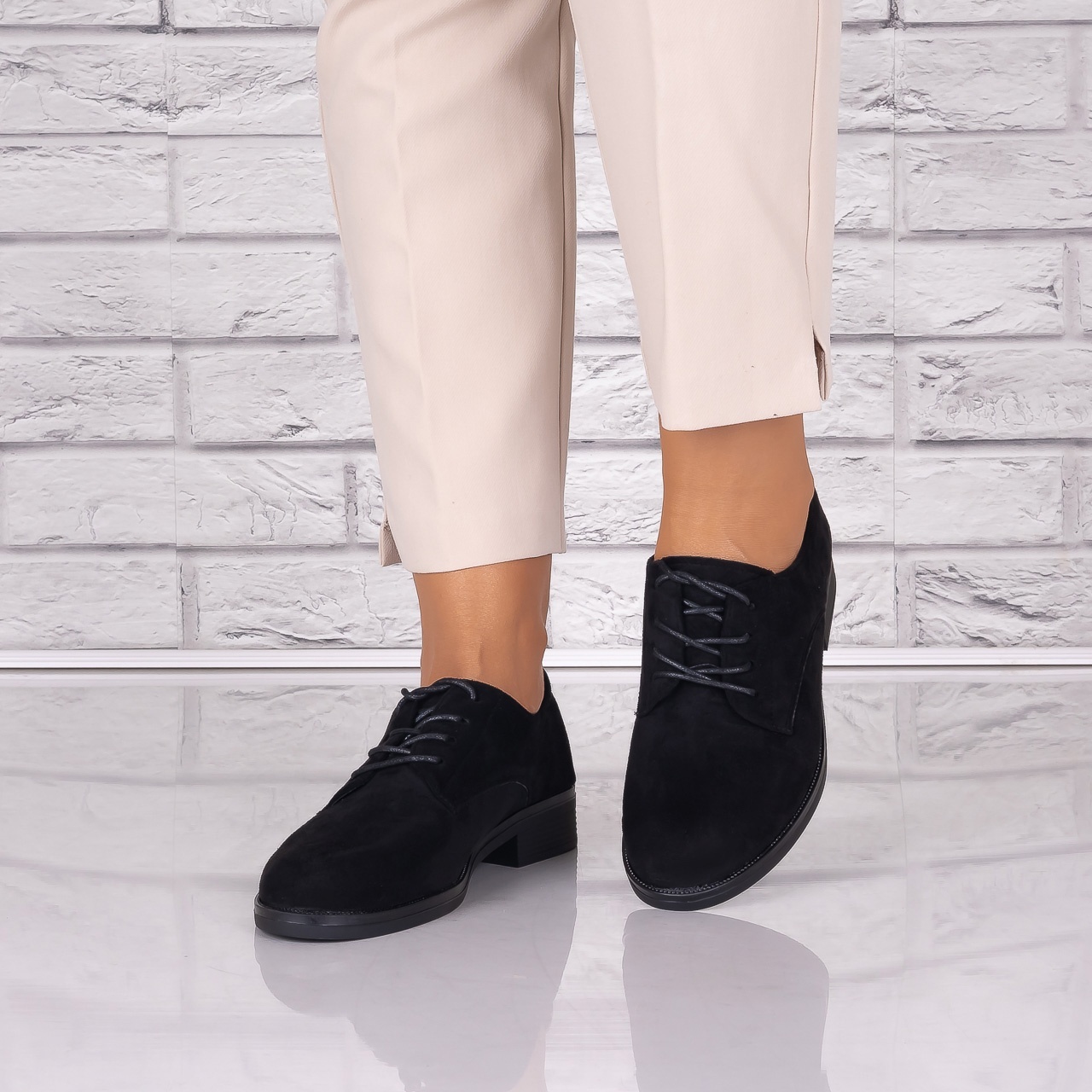 Pantofi dama casual Negri Piele Ecologica Intoarsa Parvi - poza 5