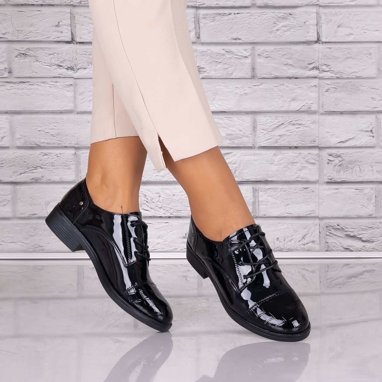 Pantofi dama casual Negri piele ecologica Lacuita Maisie Alivila - poza 2