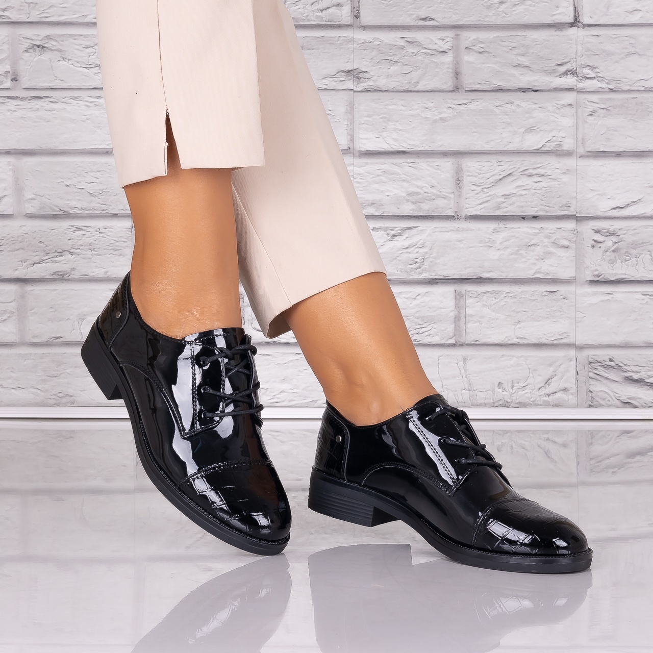 Pantofi dama casual Negri piele ecologica Lacuita Maisie Alivila - poza 4