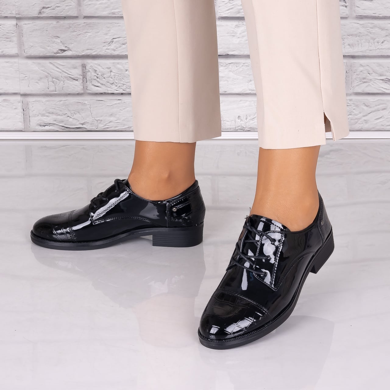 Pantofi dama casual Negri piele ecologica Lacuita Maisie Alivila - poza 5