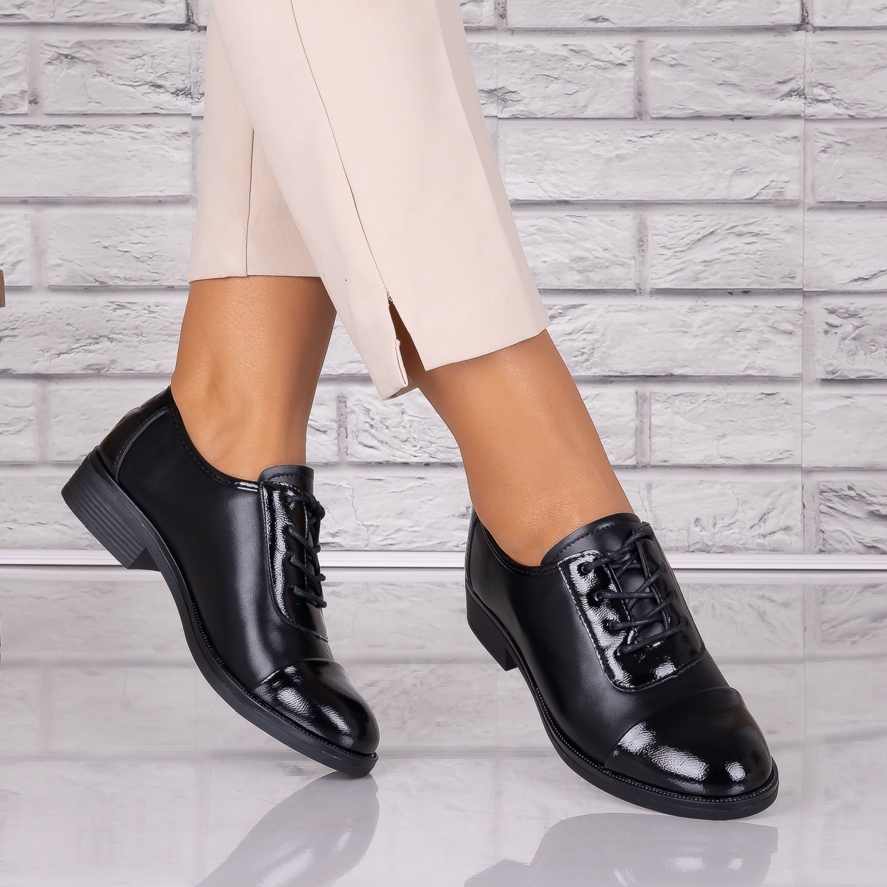 Pantofi dama casual Negri piele ecologica Maisie Torrenia - poza 2