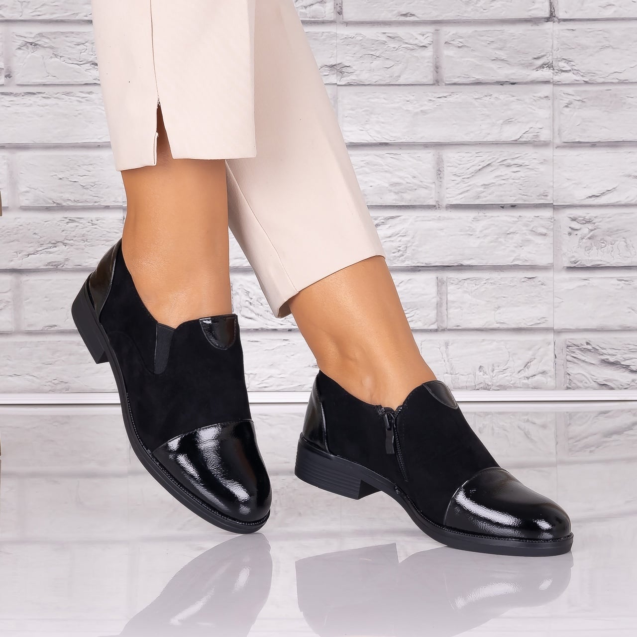 Pantofi dama casual Negri piele ecologica Manise - poza 1