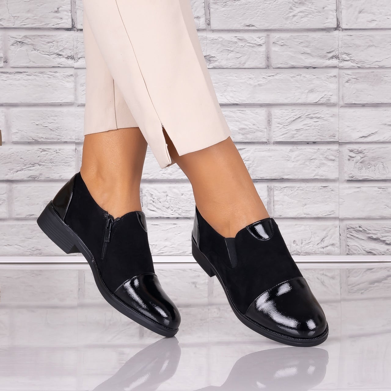 Pantofi dama casual Negri piele ecologica Manise - poza 2