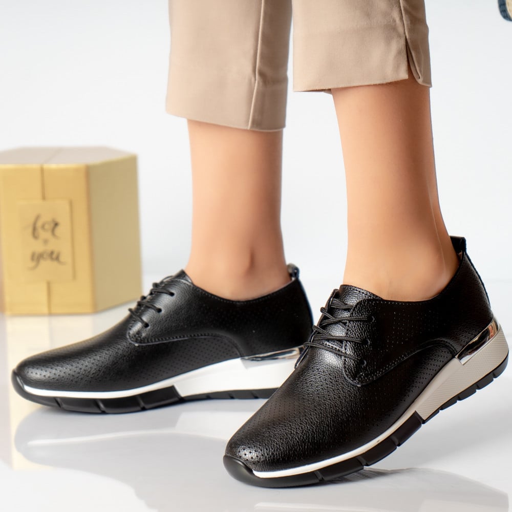 Pantofi dama casual negri piele naturala lamita - poza 1