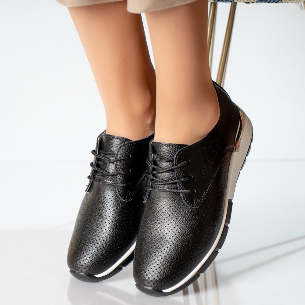 Pantofi dama casual negri piele naturala lamita - poza 2