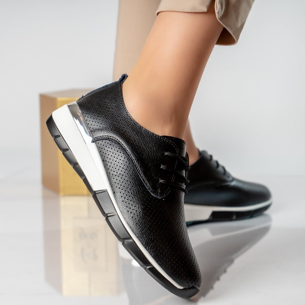 Pantofi dama casual negri piele naturala lamita - poza 3