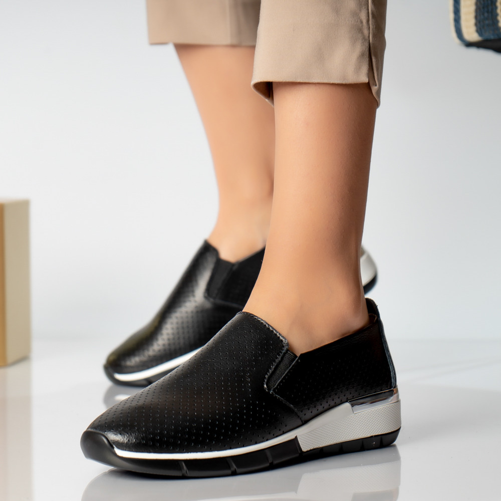 Pantofi dama casual negri piele naturala ninita - poza 2