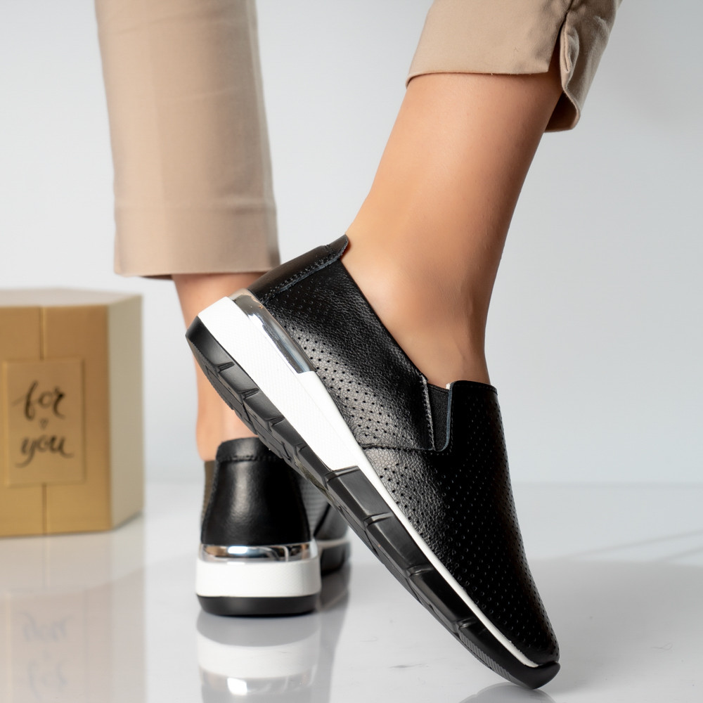 Pantofi dama casual negri piele naturala ninita - poza 4