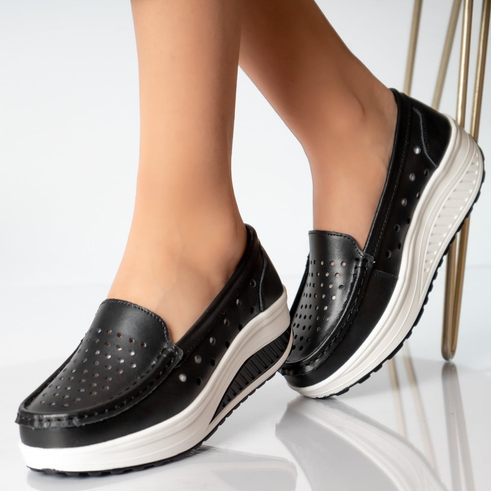 Pantofi dama casual negri piele naturala perla - poza 1