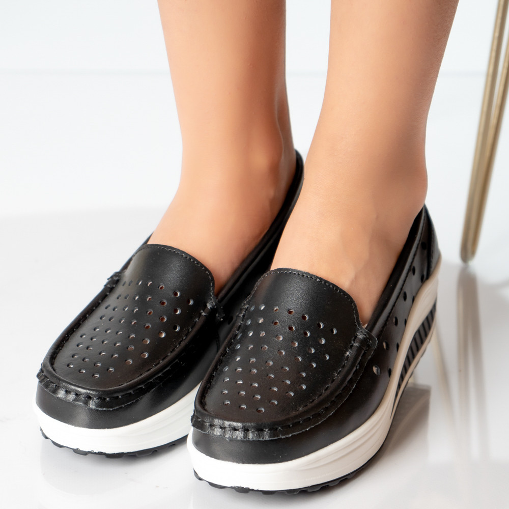 Pantofi dama casual negri piele naturala perla - poza 2