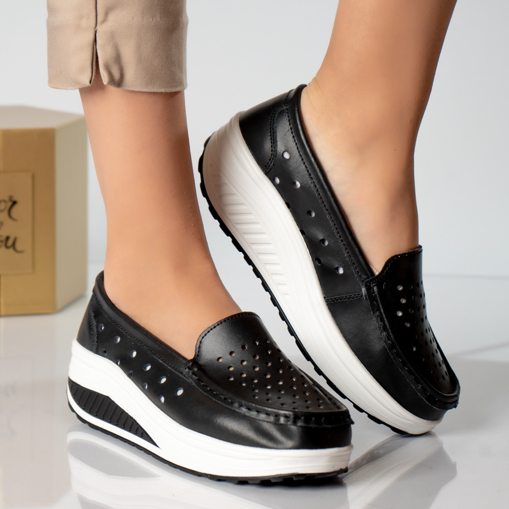 Pantofi dama casual negri piele naturala perla - poza 3