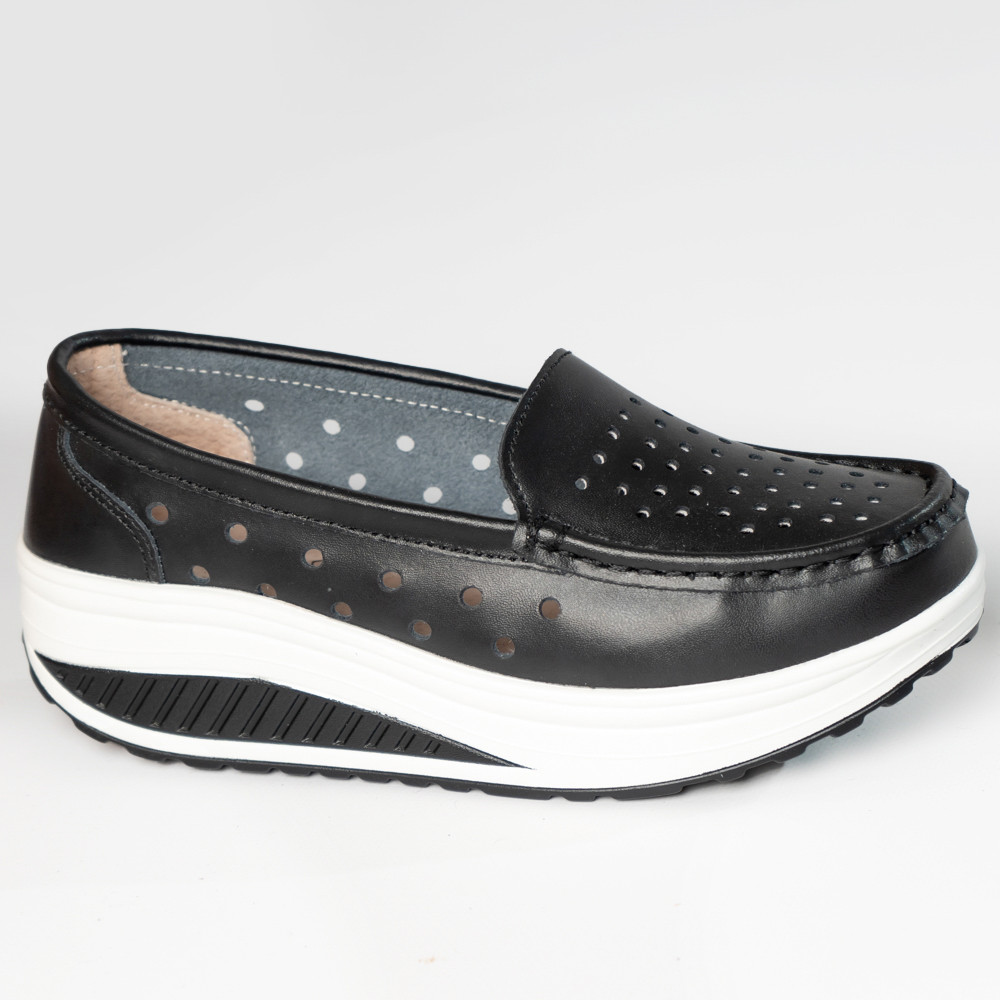 Pantofi dama casual negri piele naturala perla - poza 4