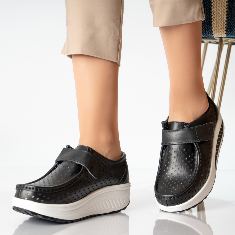 Pantofi dama casual negri piele naturala rula - poza 2