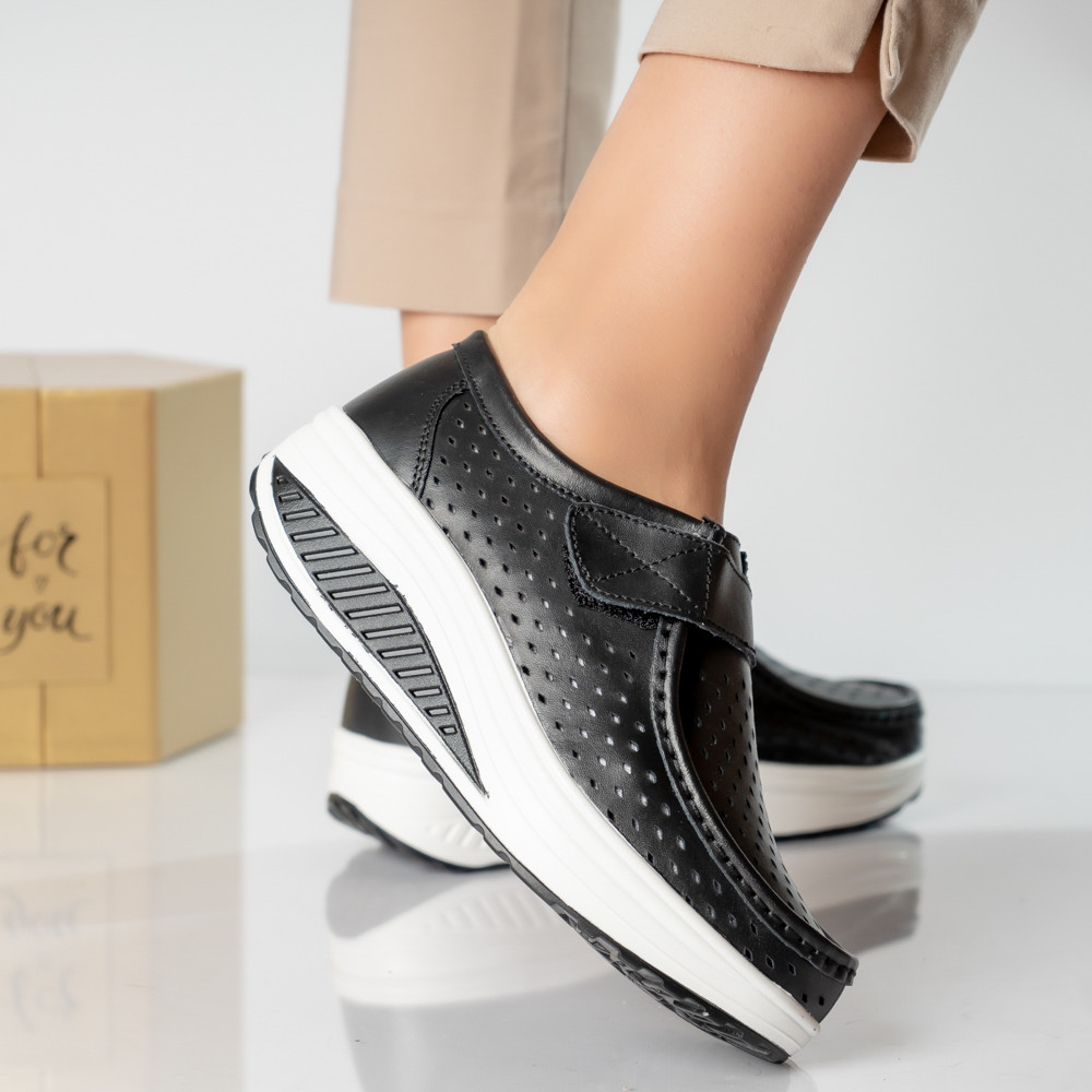 Pantofi dama casual negri piele naturala rula - poza 3