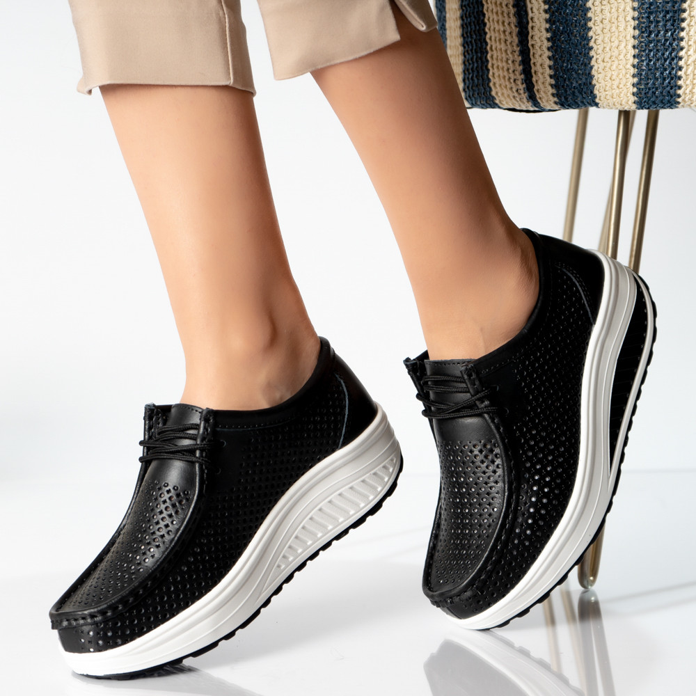Pantofi dama casual negri piele naturala samra - poza 2