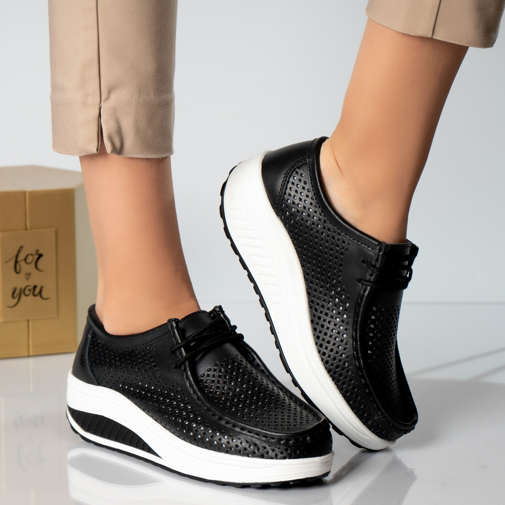 Pantofi dama casual negri piele naturala samra - poza 3