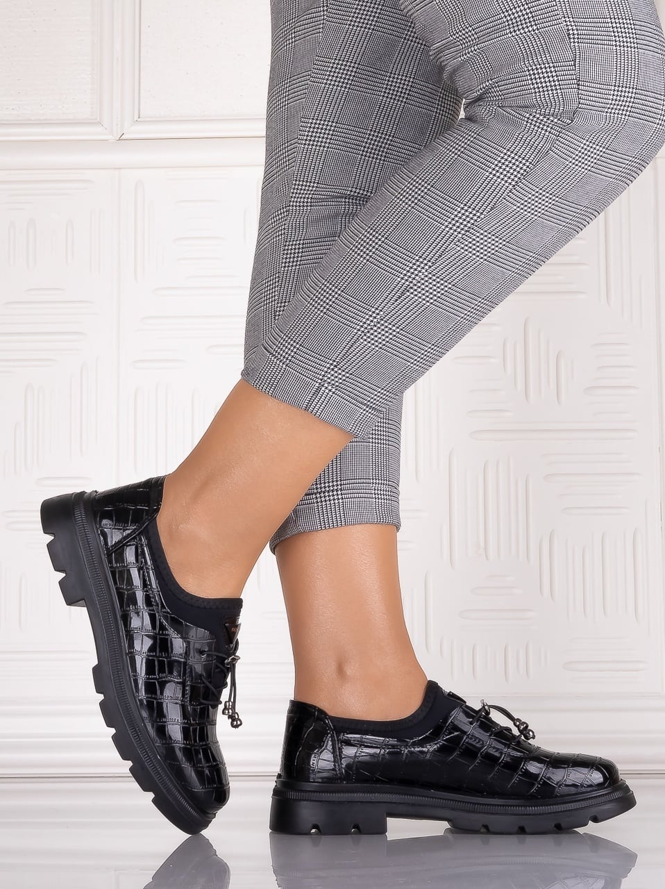 Pantofi dama casual Negrii din Piele Ecologica Lacuita Russan - poza 5