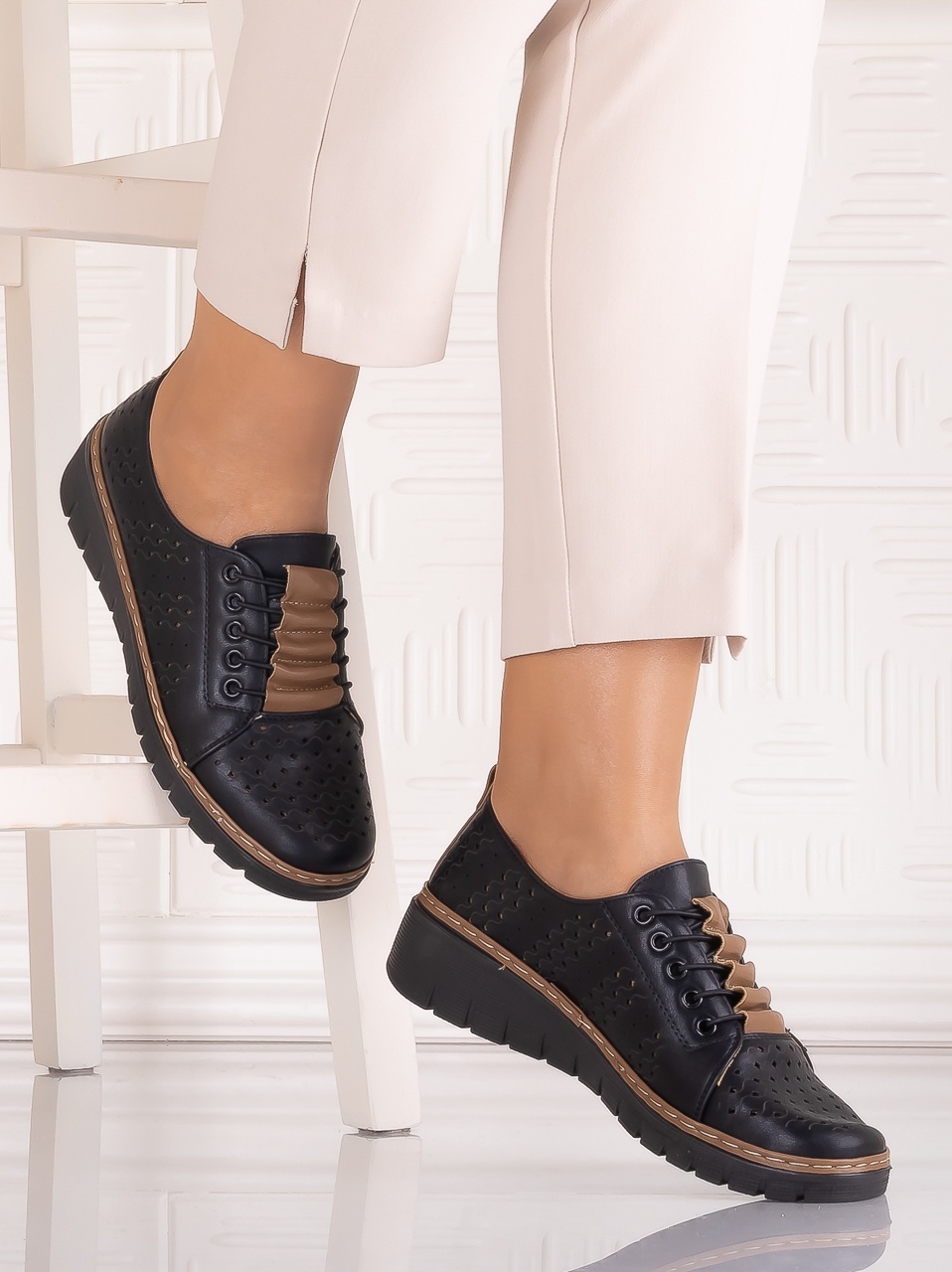 Pantofi dama casual Negrii din Piele Ecologica Tusami - poza 2
