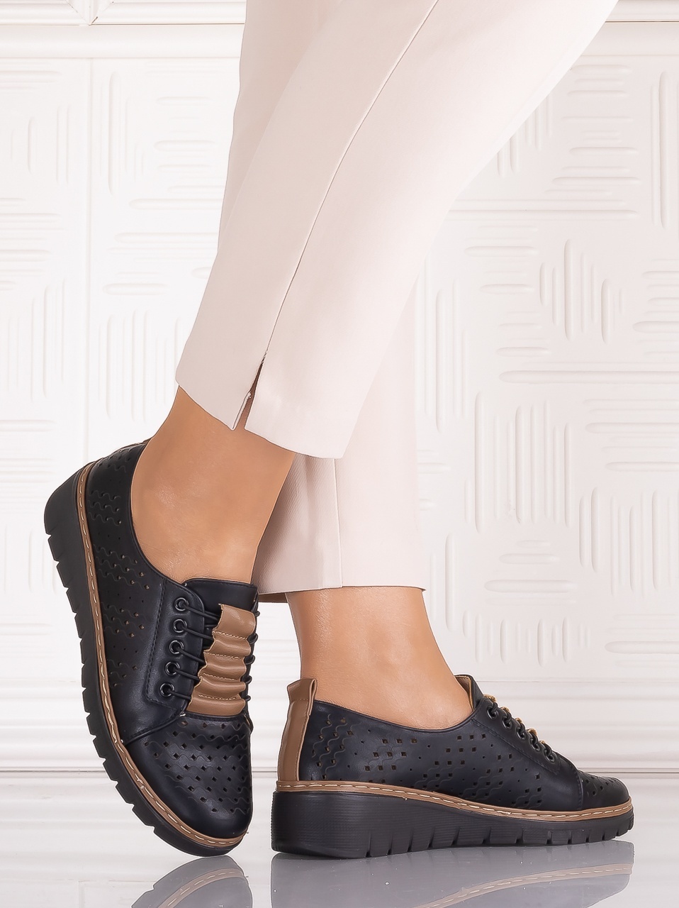 Pantofi dama casual Negrii din Piele Ecologica Tusami - poza 3
